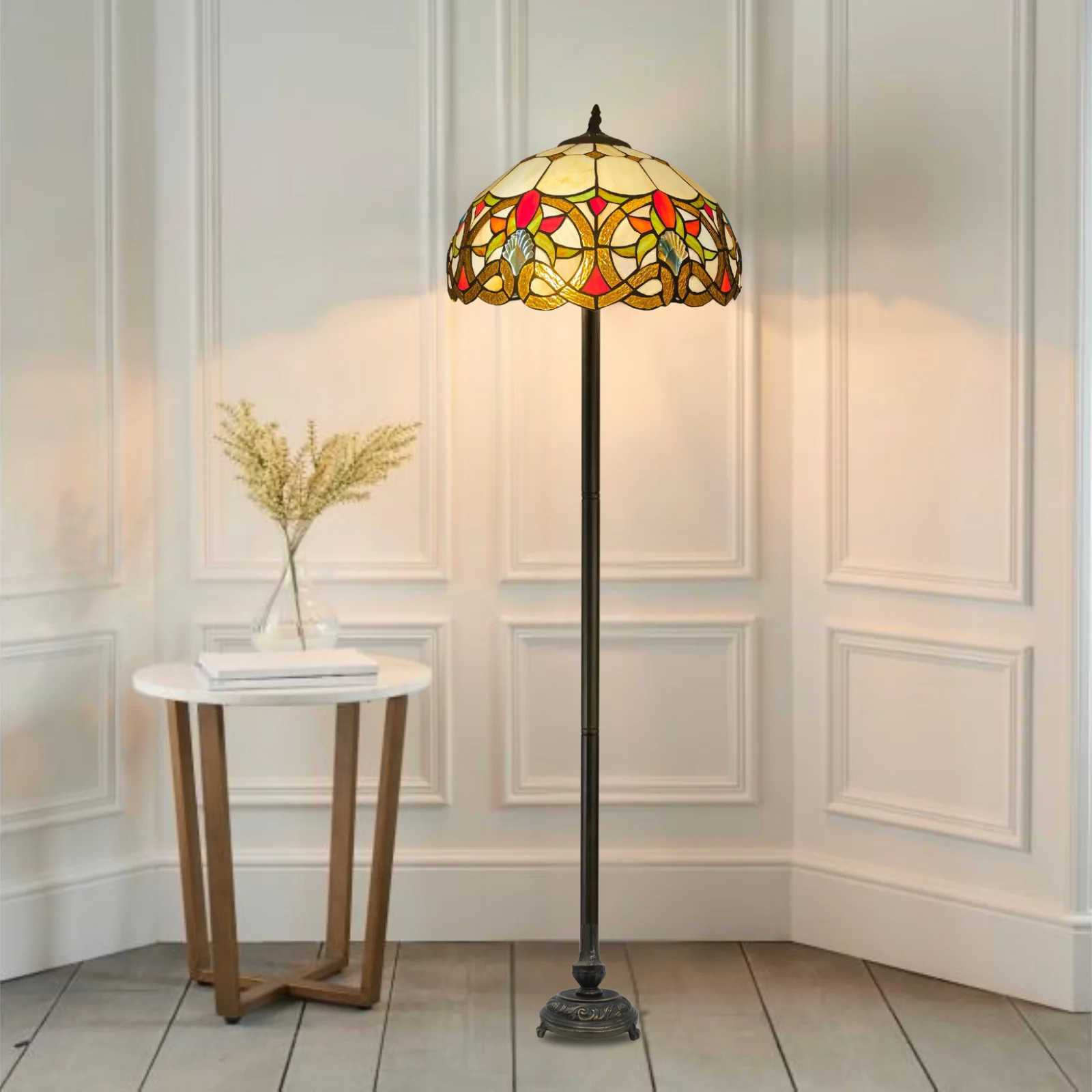 16 Inch Large Multicolor Tiffany Floor Lamp - Image 2