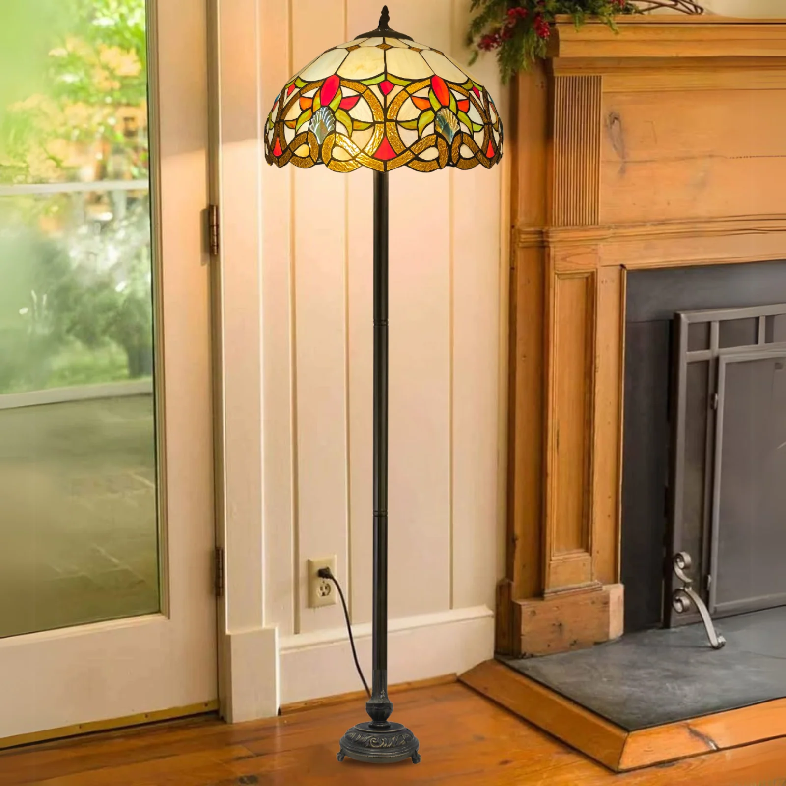 16 Inch Large Multicolor Tiffany Floor Lamp - Image 3