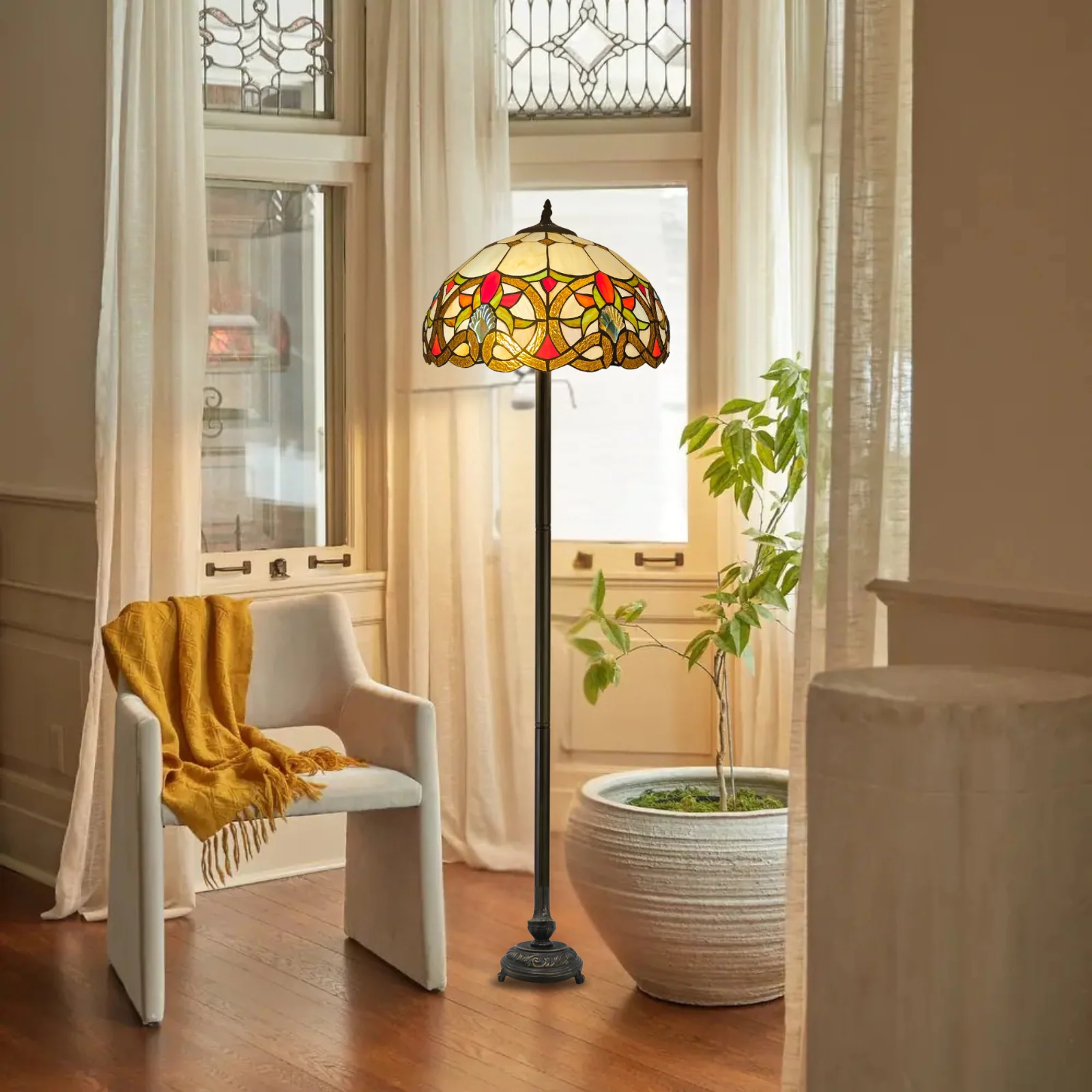 16 Inch Large Multicolor Tiffany Floor Lamp
